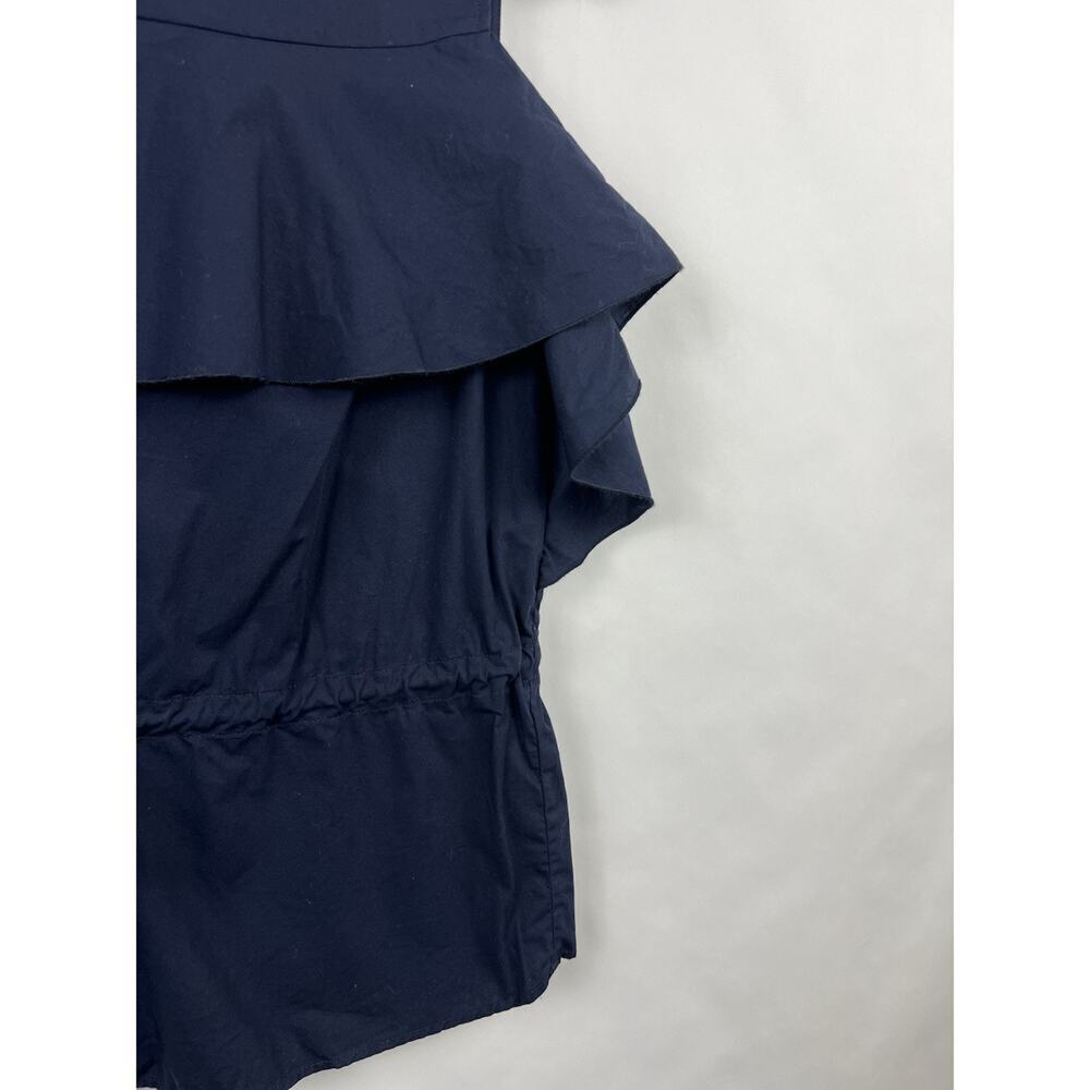 Banana Republic Sleeveless Ruffle Cinch Waist Navy Top S - Picture 6 of 10